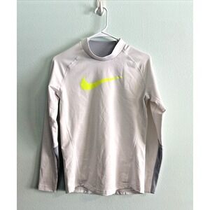 Nike fleece lined mock neck long sleeve compression Football White Youth Boys XL
